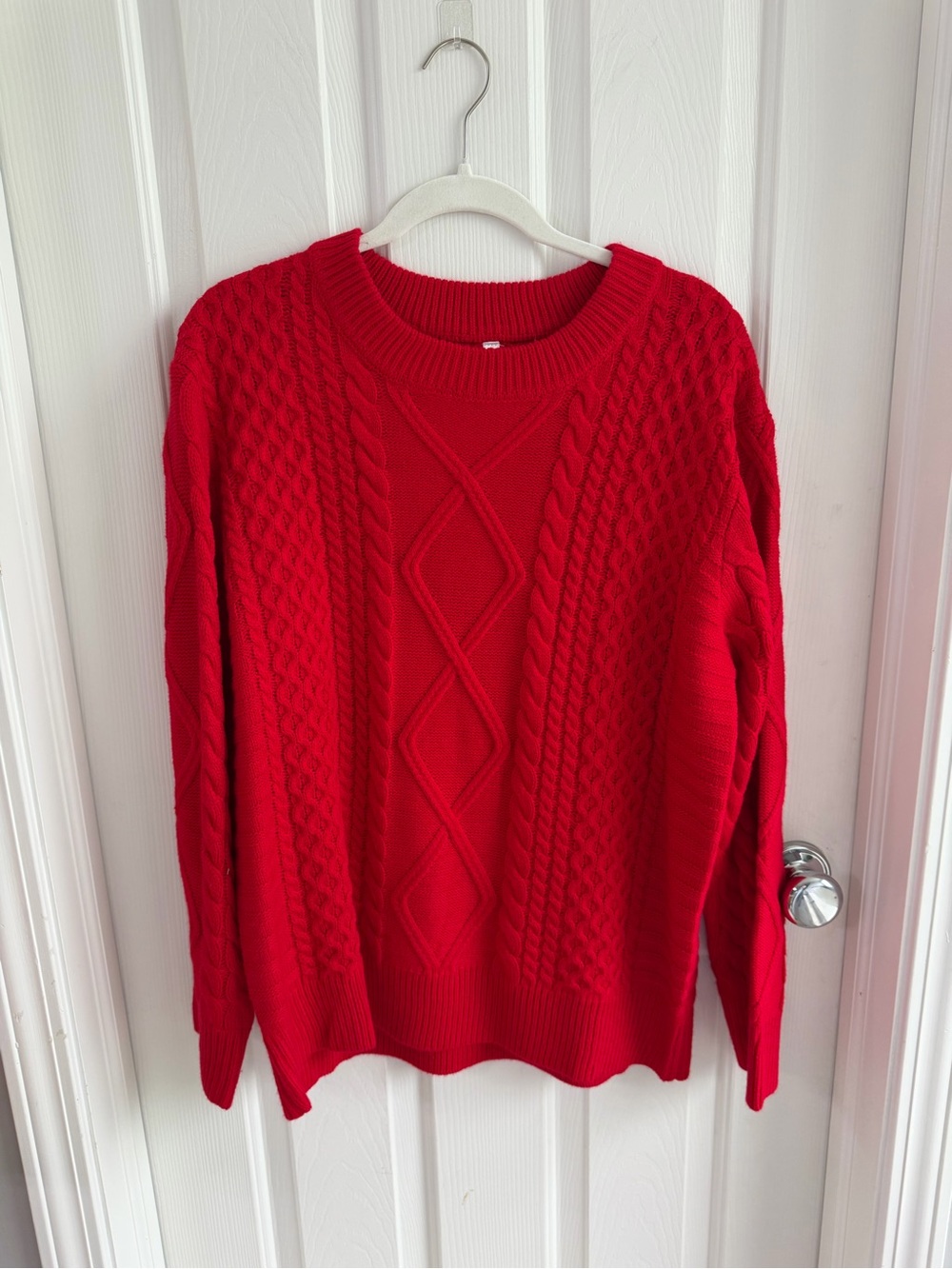 Anrabess Women's oversized Cable Knit Sweater - red - Picture 5 of 5